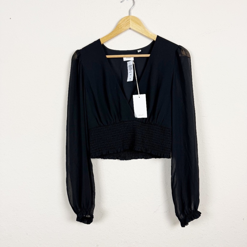 Aritzia Wilfred Wistful Blouse Black Dark Romantic Whimsy Goth Size Medium